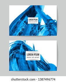 Set of vector business card templates with brush stroke background.