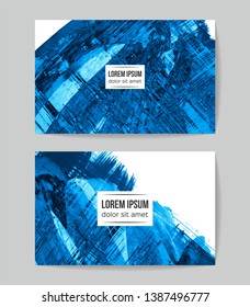 Set of vector business card templates with brush stroke background.