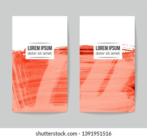 Set of vector business card templates with brush stroke background.