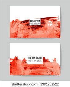 Set of vector business card templates with brush stroke background.