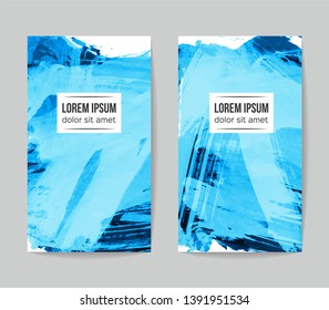 Set of vector business card templates with brush stroke background.