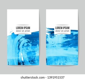 Set of vector business card templates with brush stroke background.