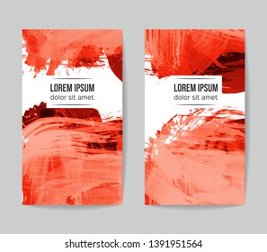 Set of vector business card templates with brush stroke background.
