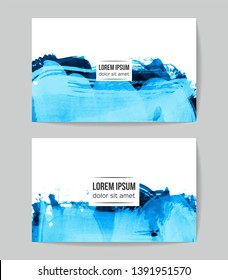 Set of vector business card templates with brush stroke background.