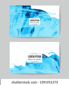 Set of vector business card templates with brush stroke background.