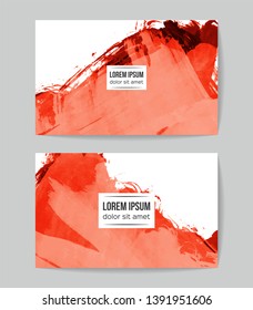 Set of vector business card templates with brush stroke background.