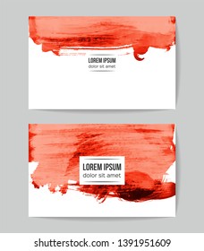 Set of vector business card templates with brush stroke background.