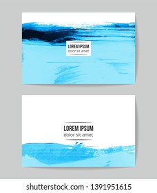 Set of vector business card templates with brush stroke background.