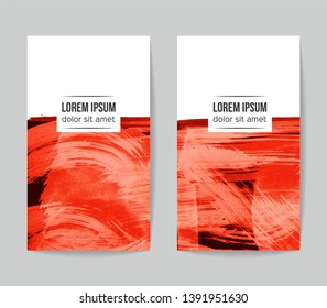 Set of vector business card templates with brush stroke background.