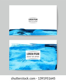 Set of vector business card templates with brush stroke background.