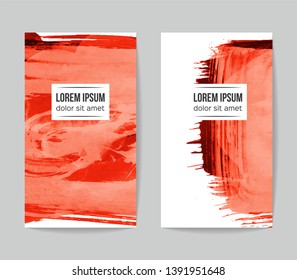 Set of vector business card templates with brush stroke background.