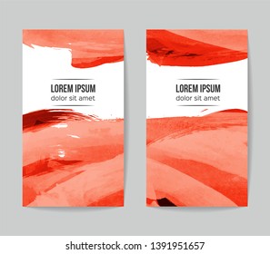 Set of vector business card templates with brush stroke background.