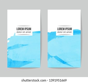 Set of vector business card templates with brush stroke background.