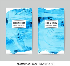 Set of vector business card templates with brush stroke background.