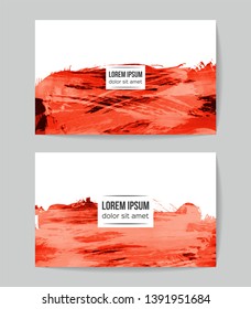 Set of vector business card templates with brush stroke background.