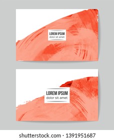 Set of vector business card templates with brush stroke background.