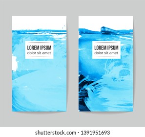 Set of vector business card templates with brush stroke background.