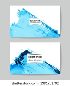 Set of vector business card templates with brush stroke background.