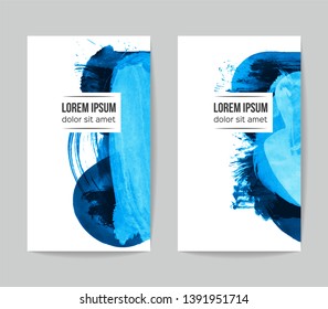 Set of vector business card templates with brush stroke background.
