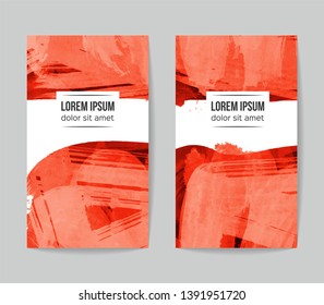 Set of vector business card templates with brush stroke background.