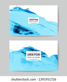 Set of vector business card templates with brush stroke background.