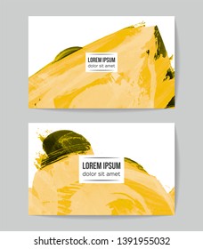 Set of vector business card templates with brush stroke background.
