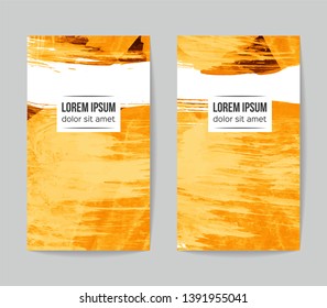 Set of vector business card templates with brush stroke background.