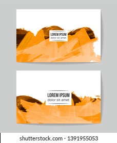 Set of vector business card templates with brush stroke background.