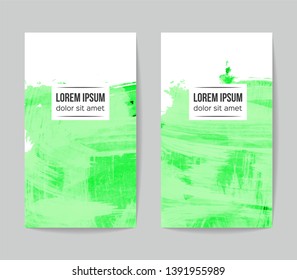 Set of vector business card templates with brush stroke background.