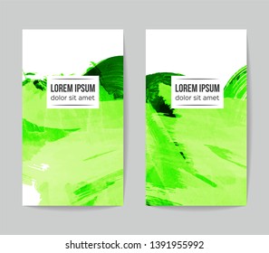 Set of vector business card templates with brush stroke background.