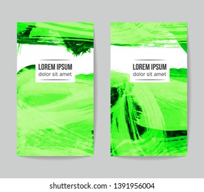 Set of vector business card templates with brush stroke background.
