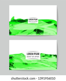 Set of vector business card templates with brush stroke background.
