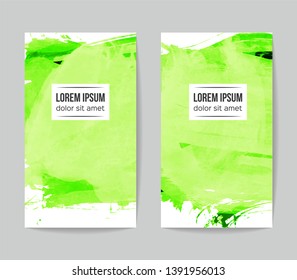 Set of vector business card templates with brush stroke background.