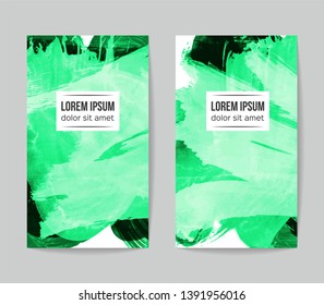 Set of vector business card templates with brush stroke background.
