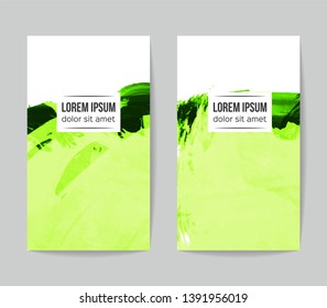 Set of vector business card templates with brush stroke background.