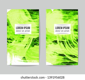 Set of vector business card templates with brush stroke background.
