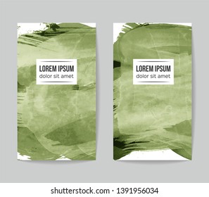 Set of vector business card templates with brush stroke background.