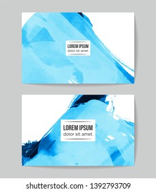 Set of vector business card templates with brush stroke background.