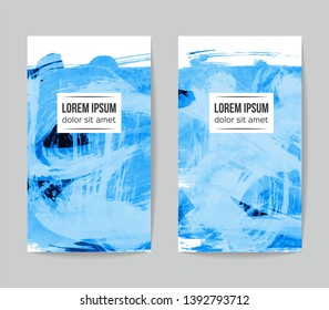 Set of vector business card templates with brush stroke background.