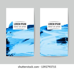Set of vector business card templates with brush stroke background.