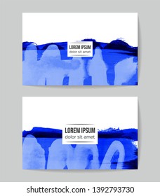 Set of vector business card templates with brush stroke background.