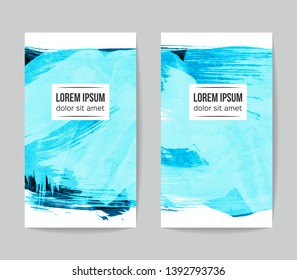 Set of vector business card templates with brush stroke background.