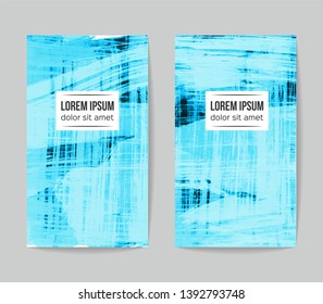 Set of vector business card templates with brush stroke background.