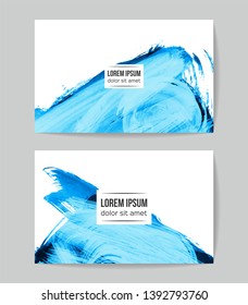 Set of vector business card templates with brush stroke background.