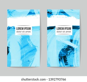 Set of vector business card templates with brush stroke background.