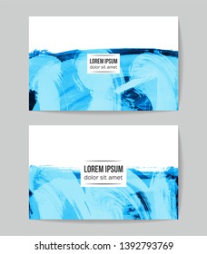 Set of vector business card templates with brush stroke background.