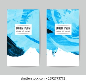Set of vector business card templates with brush stroke background.