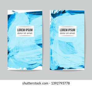 Set of vector business card templates with brush stroke background.