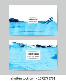 Set of vector business card templates with brush stroke background.