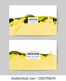Set of vector business card templates with brush stroke background.